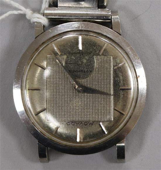 A gentlemans stainless steel Movado Gentleman automatic wrist watch, (strap a.f.).